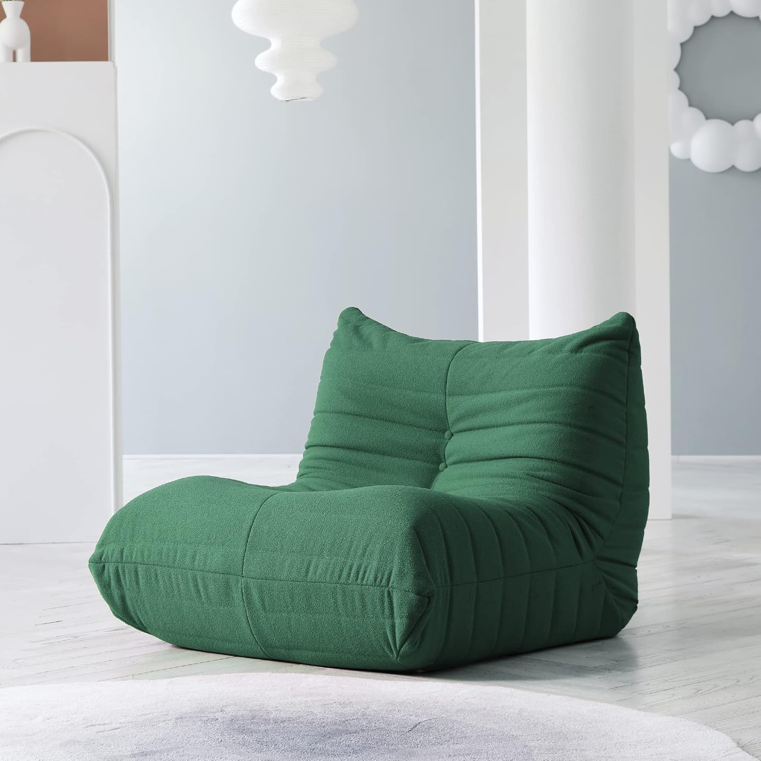 Muku Bouclé Chair - Green - Single Seater - Nuvé