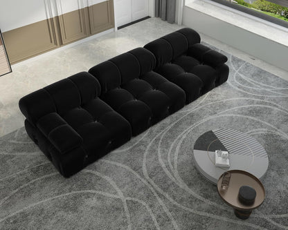 Nuvé® Takumi Velvet Modular Bouclé Cloud Sofa - Black - 3 Seater Sofa - Nuvé