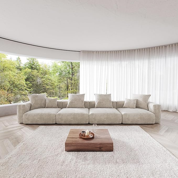 Kanso Corduroy Modular Bouclé Cloud Couch - Beige - 4-Seater Sofa - Nuvé
