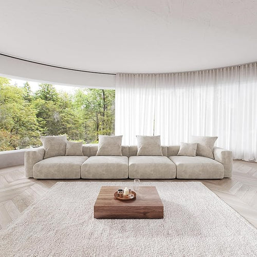 Kanso Corduroy Modular Bouclé Cloud Couch - Beige - 4-Seater Sofa - Nuvé