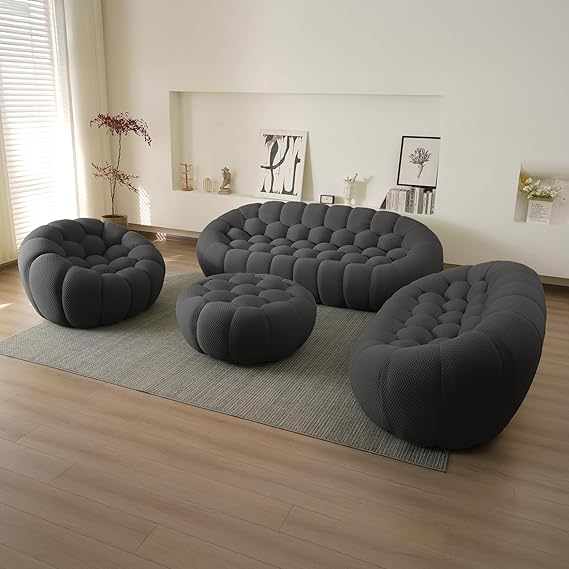 Nuvé® Mitsu Modular Bouclé Cloud Sofa - Dark Grey - 1 + 2 + 3 Seater and Ottoman - Nuvé
