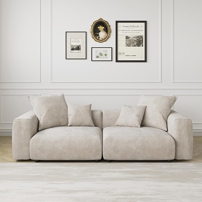 Kanso Corduroy Modular Bouclé Cloud Couch - Beige - 2-Seater Sofa - Nuvé