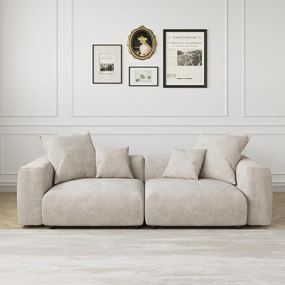 Kanso Corduroy Modular Bouclé Cloud Couch - Beige - 2-Seater Sofa - Nuvé
