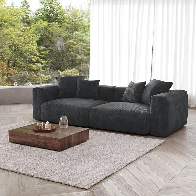 Kanso Corduroy Modular Bouclé Cloud Couch - Black - 2-Seater Sofa - Nuvé