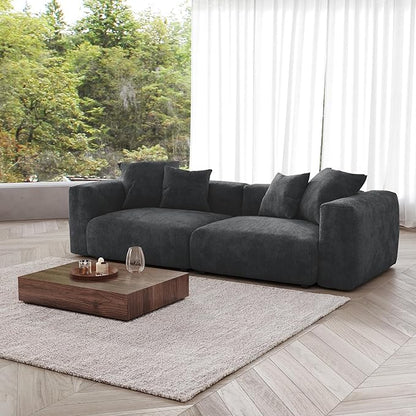 Kanso Corduroy Modular Bouclé Cloud Couch - Black - 2-Seater Sofa - Nuvé