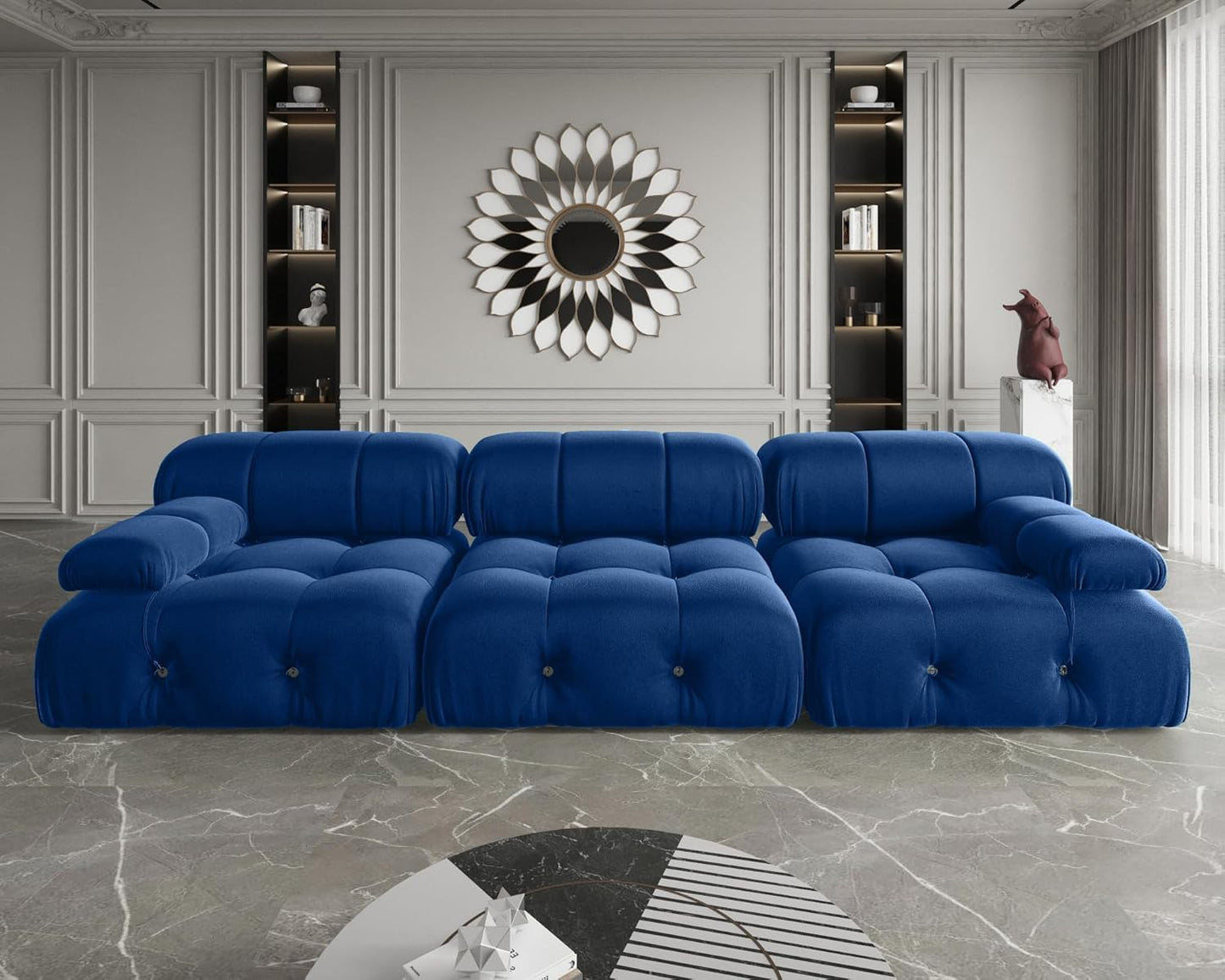 Nuvé® Takumi Velvet Modular Bouclé Cloud Sofa - Blue - 3 Seater Sofa - Nuvé