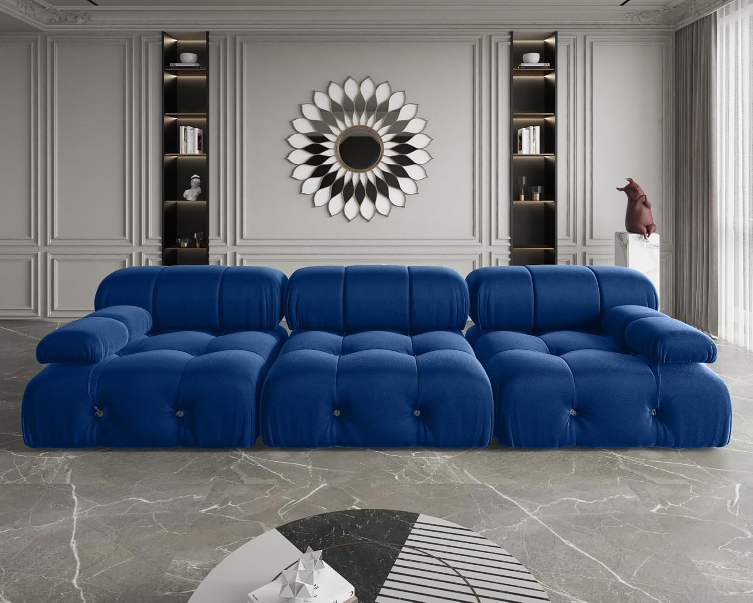 Nuvé® Takumi Velvet Modular Bouclé Cloud Sofa - Blue - 3 Seater Sofa - Nuvé