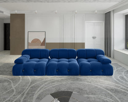 Nuvé® Takumi Velvet Modular Bouclé Cloud Sofa - Blue - 3 Seater Sofa - Nuvé