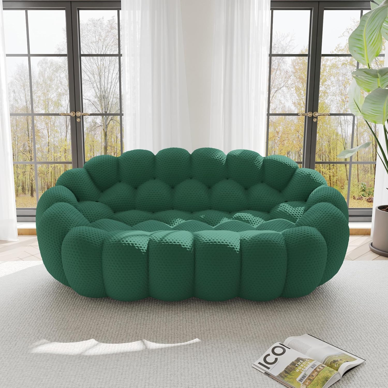Nuvé® Mitsu Modular Bouclé Cloud Sofa - Dark Green - 2 Seater Sofa - Nuvé