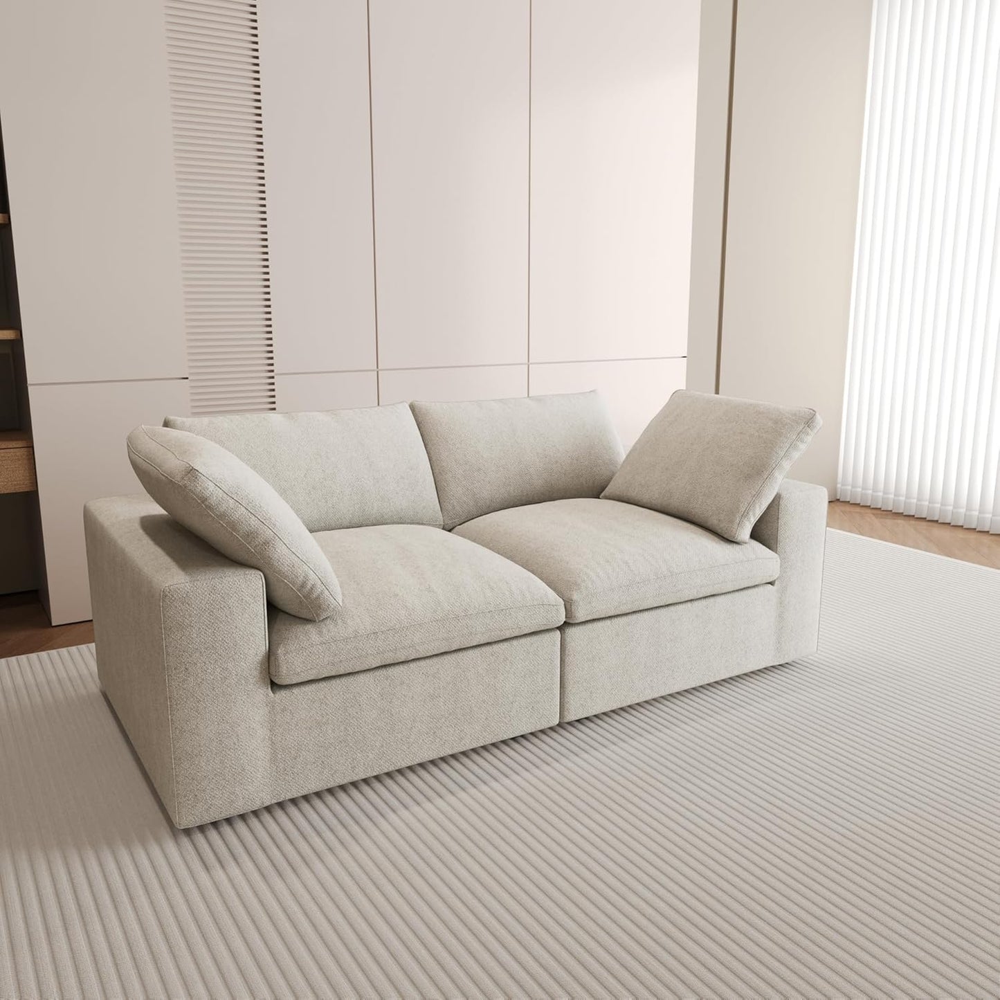 Nuvé® Solace Modular Bouclé Cloud Sofa - Khaki - 2-Seater Sofa - Nuvé