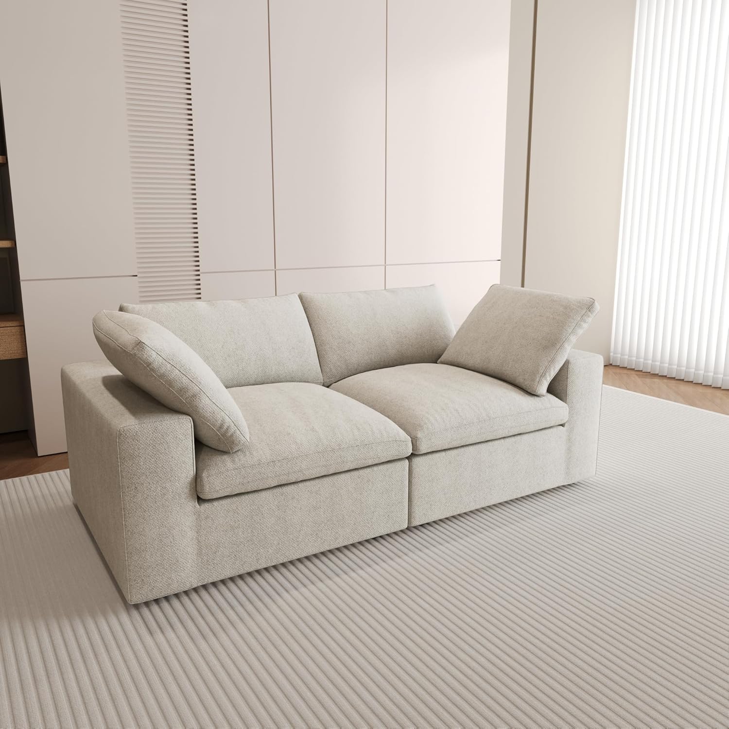 Nuvé® Solace Modular Bouclé Cloud Sofa - Khaki - 2-Seater Sofa - Nuvé
