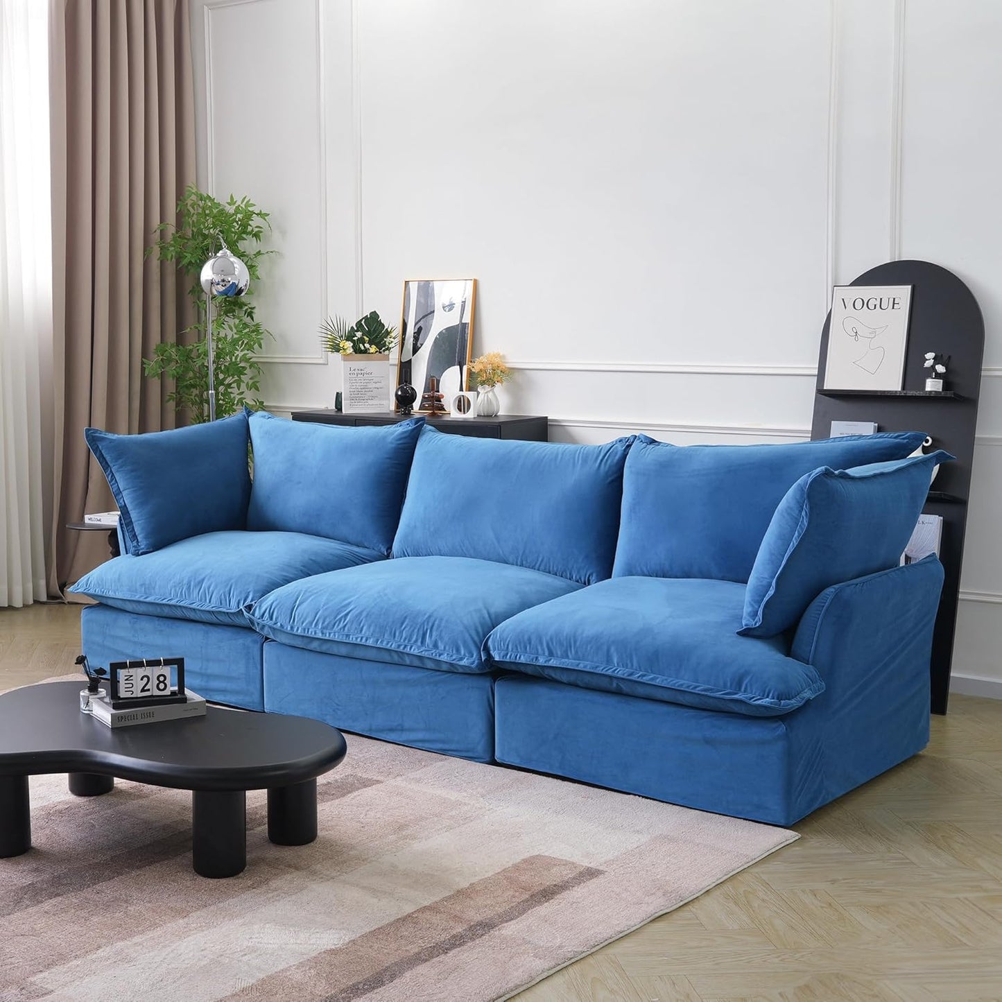 Sabi Modular Boucle Cloud Sofa - Blue - 3-Seater Sofa - Nuvé