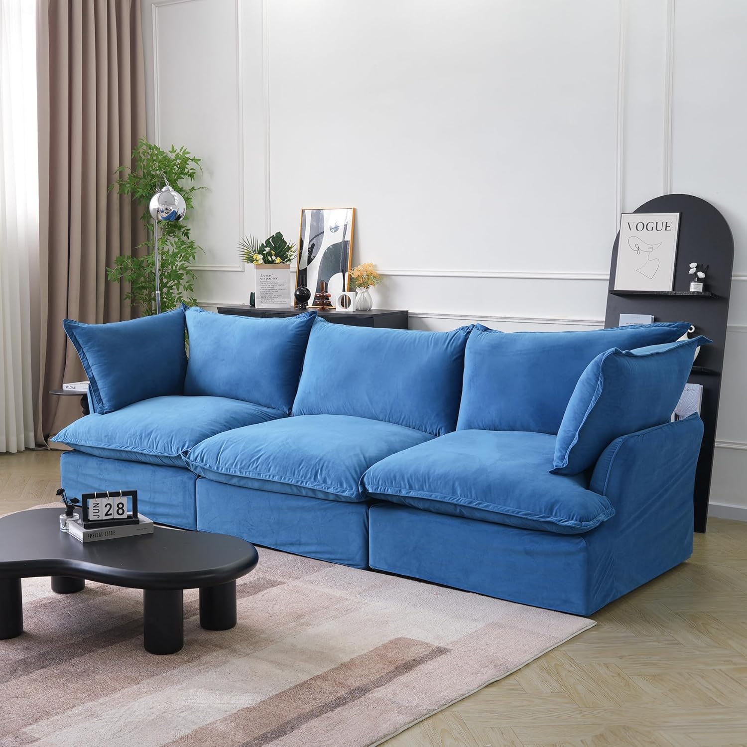 Sabi Modular Boucle Cloud Sofa - Blue - 3-Seater Sofa - Nuvé
