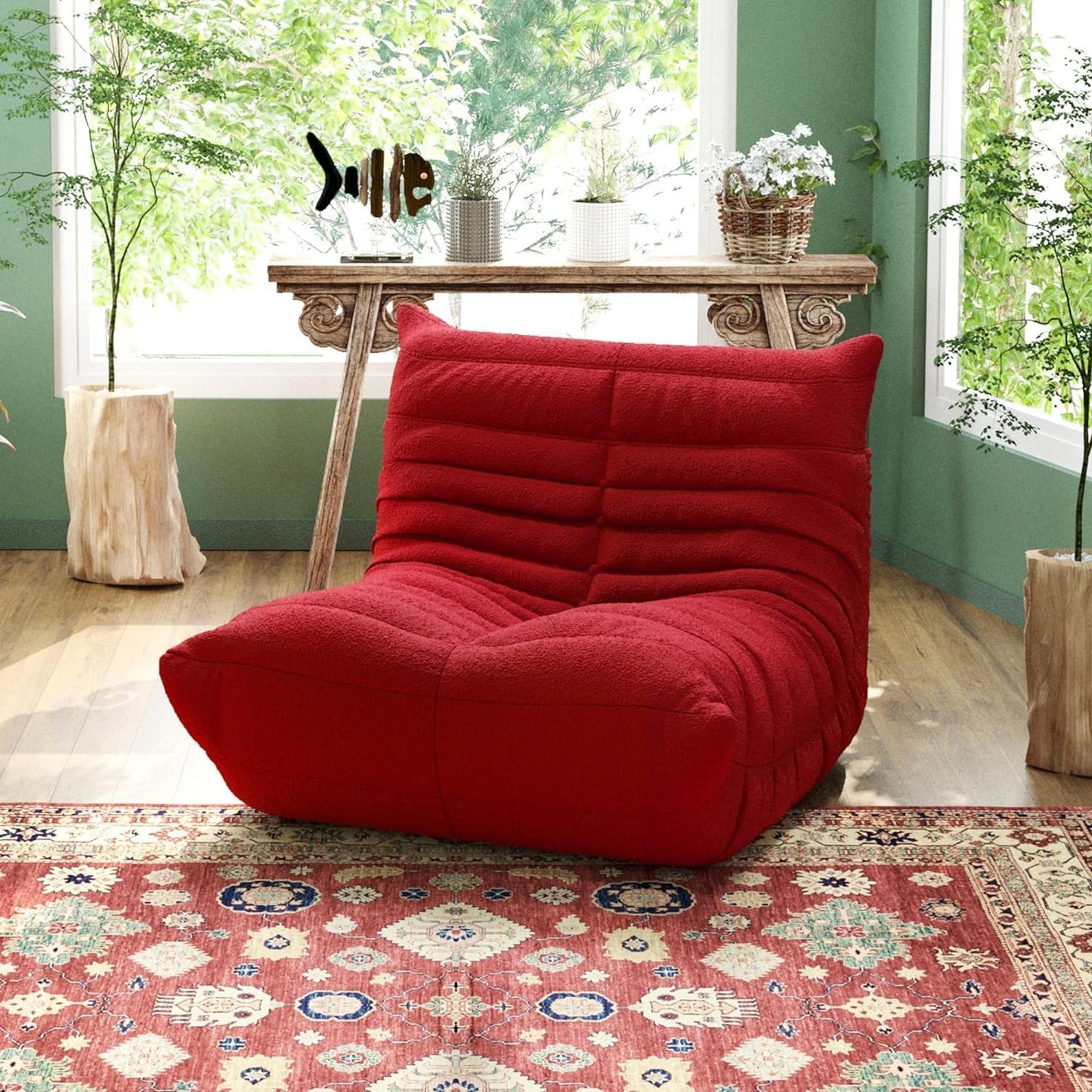 Muku Bouclé Chair - Red - Single Seater - Nuvé