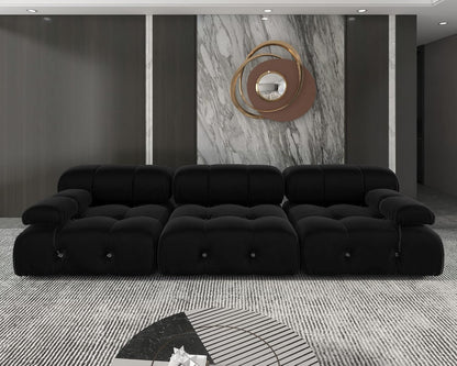 Nuvé® Takumi Velvet Modular Bouclé Cloud Sofa - Black - 3 Seater Sofa - Nuvé