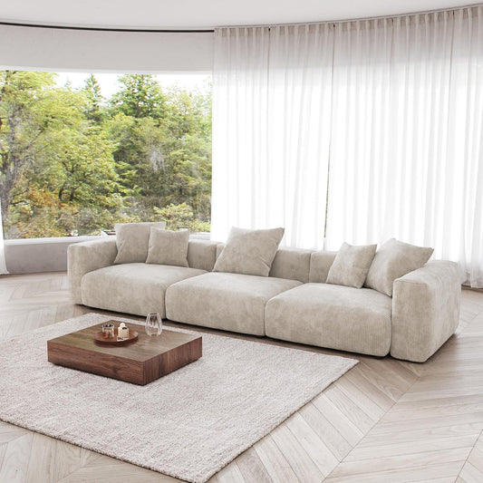 Kanso Corduroy Modular Bouclé Cloud Couch - Beige - 3-Seater Sofa - Nuvé