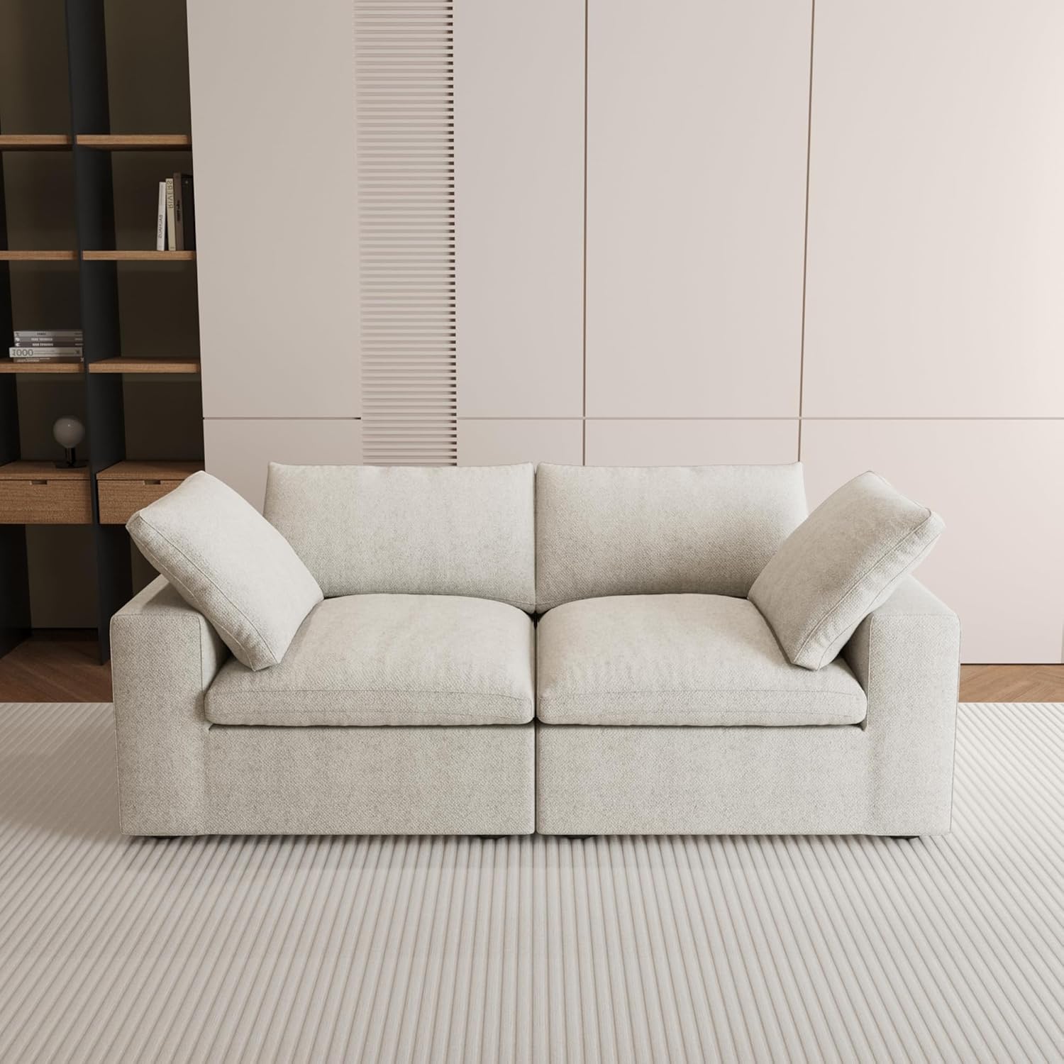 Nuvé® Solace Modular Bouclé Cloud Sofa - Khaki - 2-Seater Sofa - Nuvé