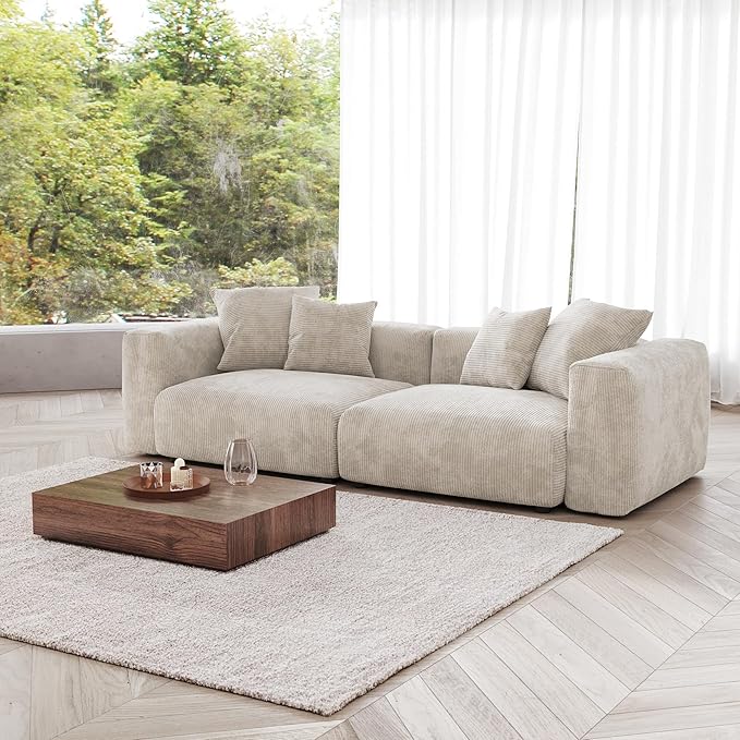 Kanso Corduroy Modular Bouclé Cloud Couch - Beige - 2-Seater Sofa - Nuvé