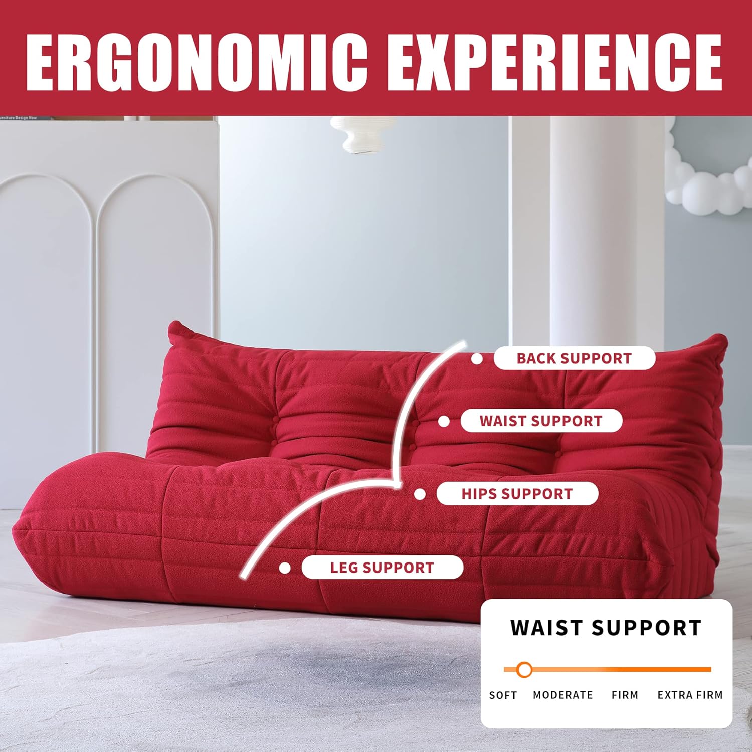 Muku Bouclé Chair - Red - Single Seater - Nuvé