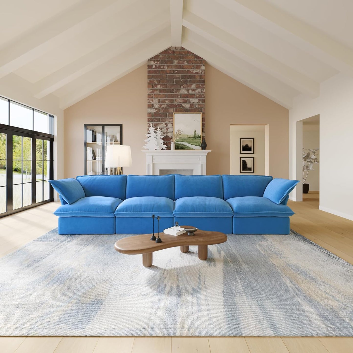 Sabi Modular Boucle Cloud Sofa - Blue - 4-Seater Sofa - Nuvé