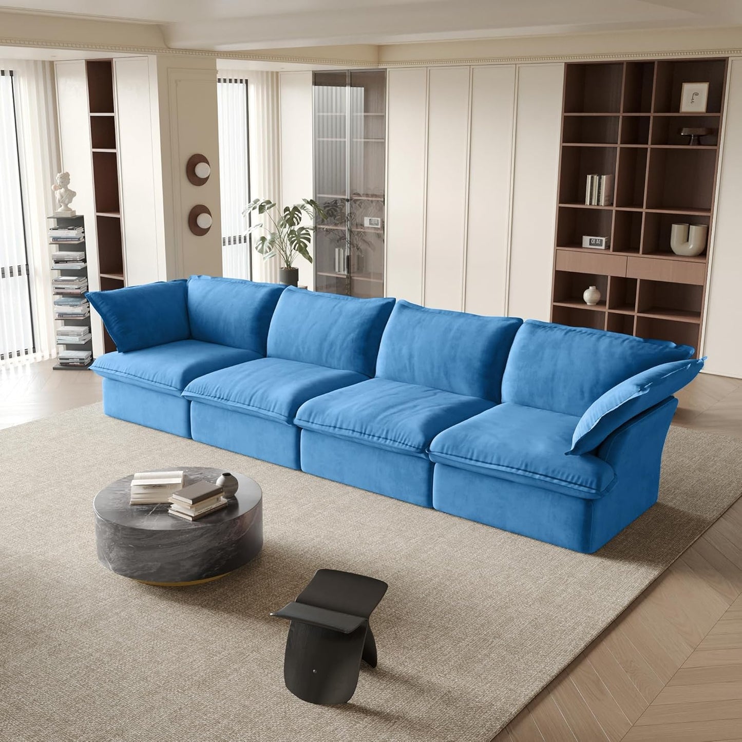 Sabi Modular Boucle Cloud Sofa - Blue - 4-Seater Sofa - Nuvé