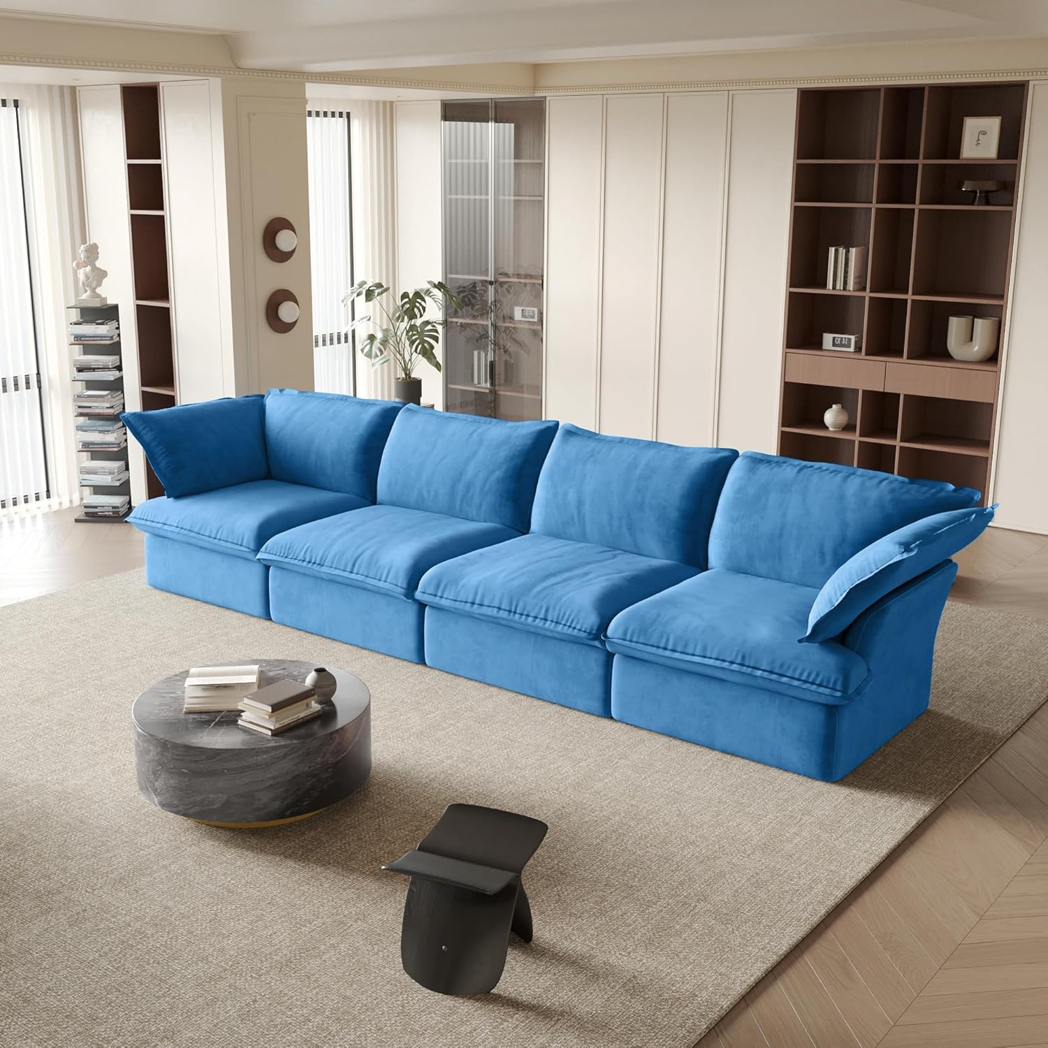 Sabi Modular Boucle Cloud Sofa - Blue - 4-Seater Sofa - Nuvé