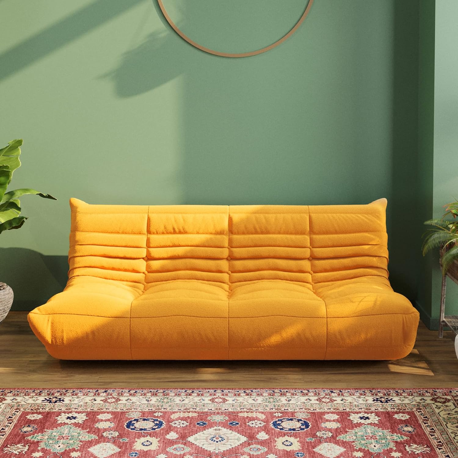 Muku Bouclé Chair - Yellow - 3 Seater - Nuvé