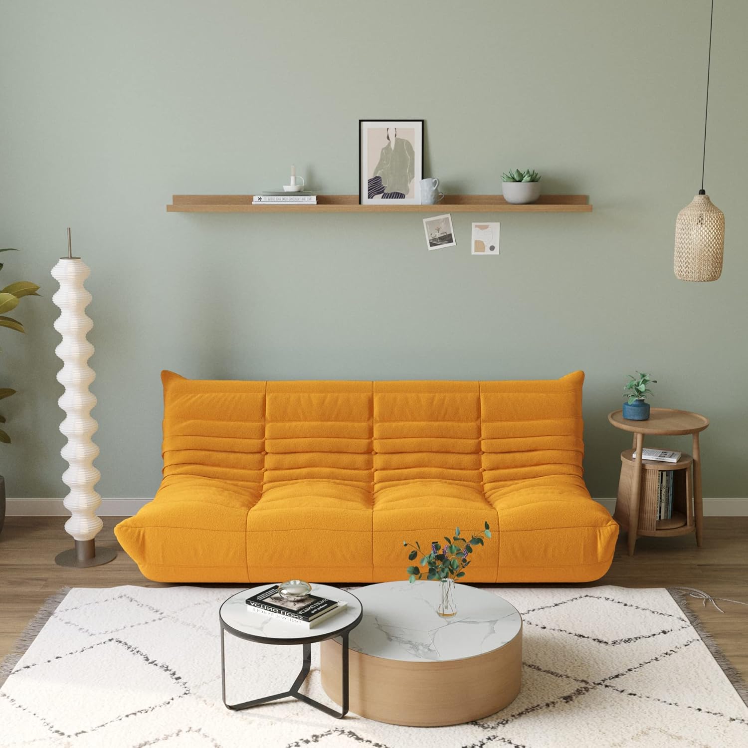 Muku Bouclé Chair - Yellow - 3 Seater - Nuvé