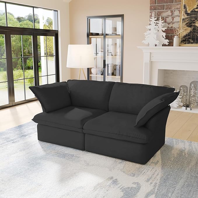 Sabi Modular Boucle Cloud Sofa - Obsidian Black - 2-Seater Sofa - Nuvé