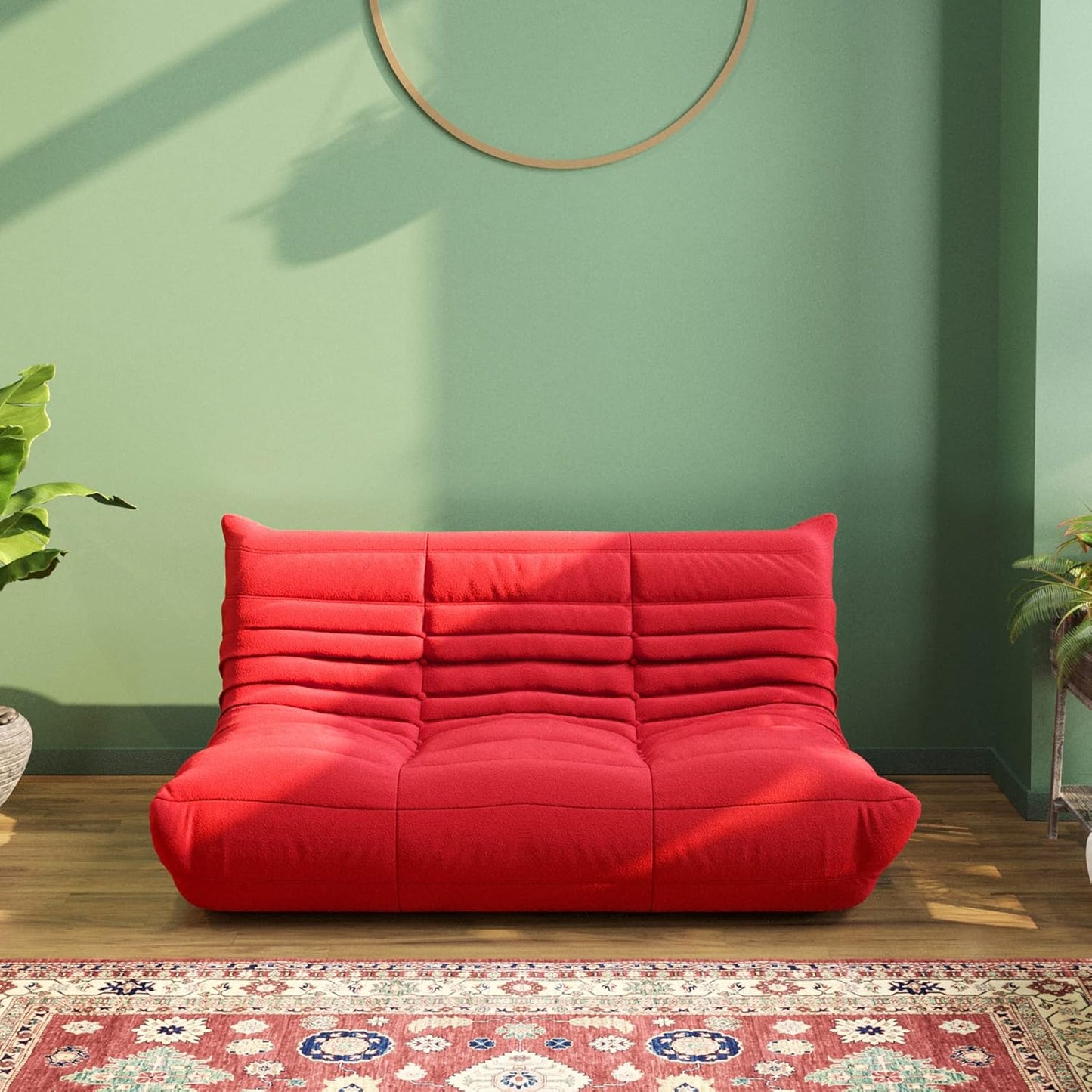 Muku Bouclé Chair - Red - 2 Seater - Nuvé