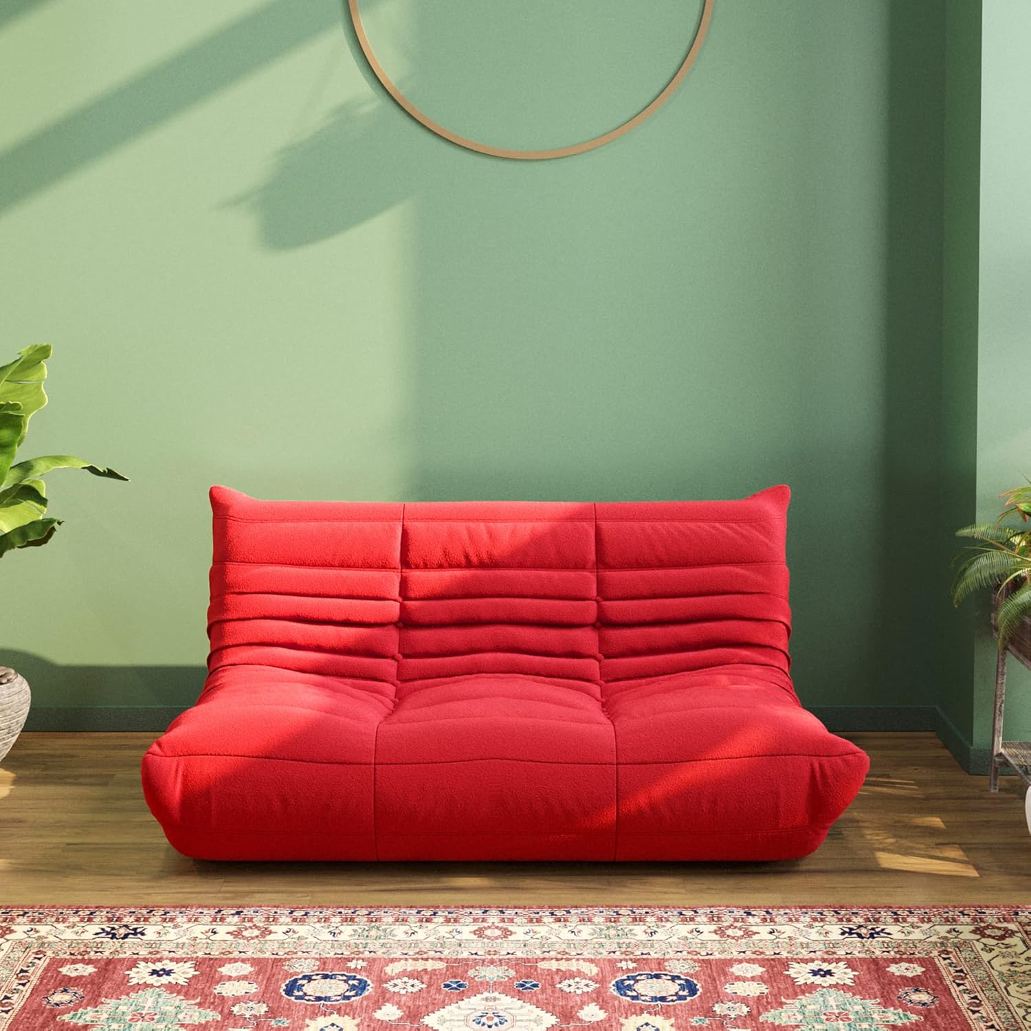 Muku Bouclé Chair - Red - 2 Seater - Nuvé