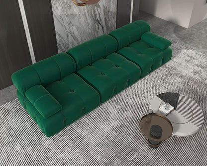 Nuvé® Takumi Velvet Modular Bouclé Cloud Sofa - Green - 3 Seater Sofa - Nuvé