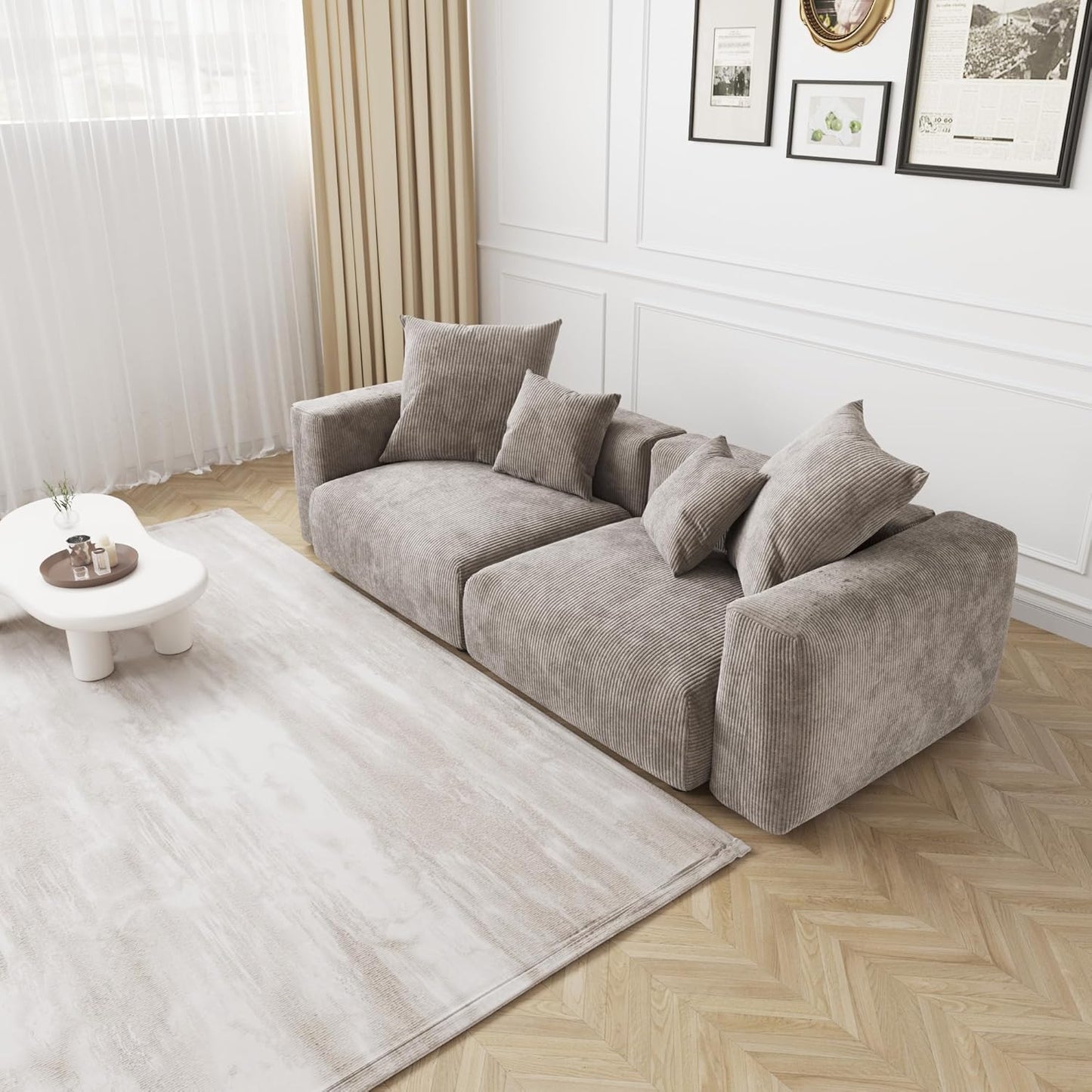Kanso Corduroy Modular Bouclé Cloud Couch - Brown - 2-Seater Sofa - Nuvé
