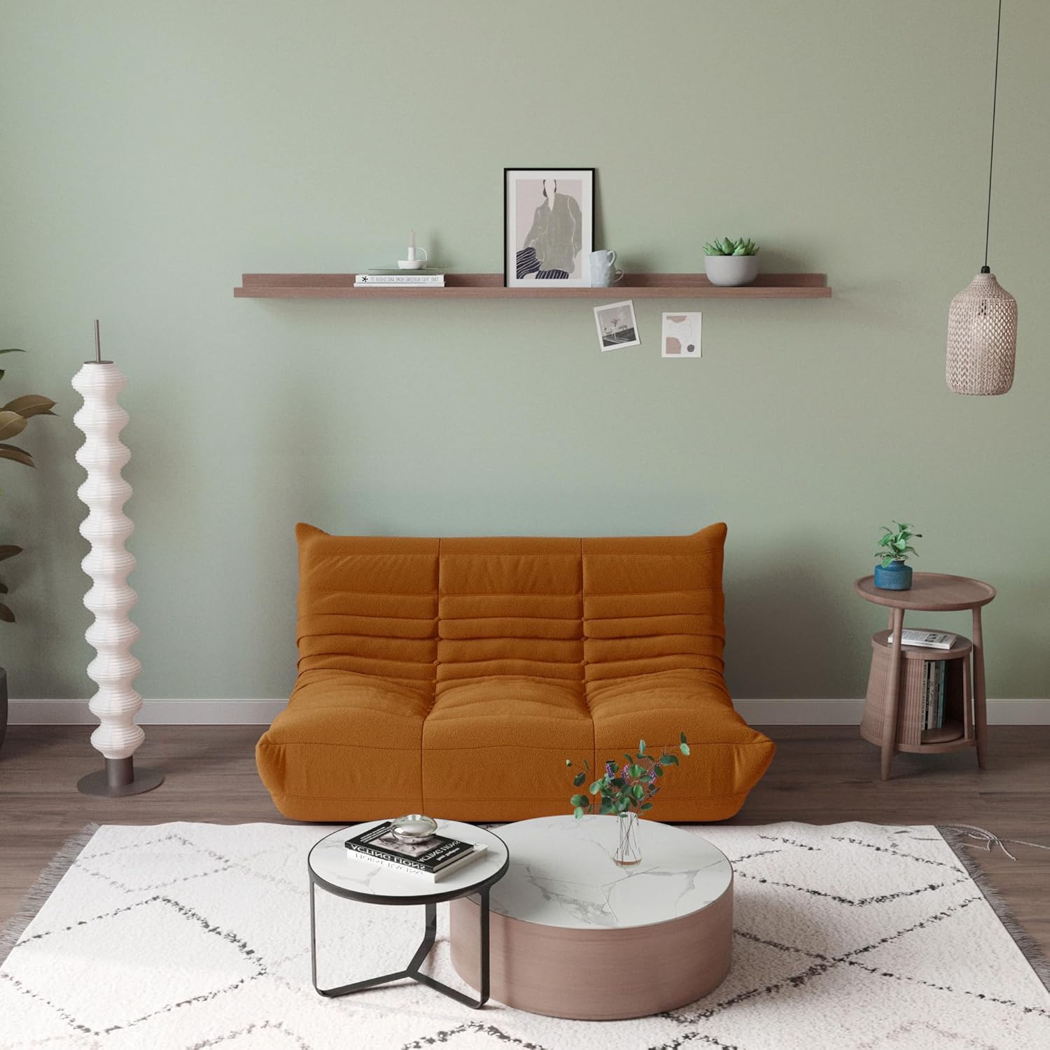 Muku Bouclé Chair - Light Brown - 2 Seater - Nuvé