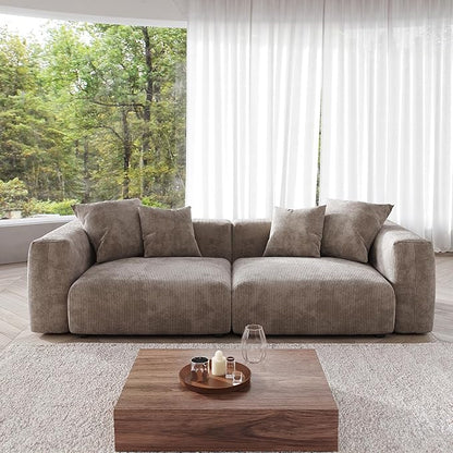 Kanso Corduroy Modular Bouclé Cloud Couch - Brown - 2-Seater Sofa - Nuvé
