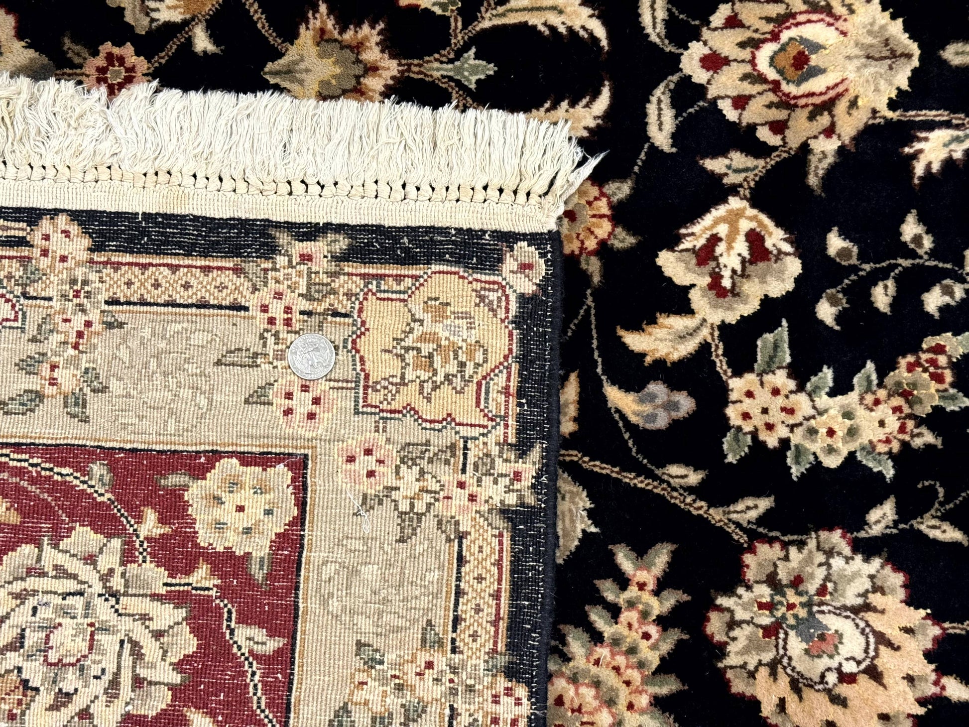 Sino Persian Rug 8x10, Black and Red, Floral Allover - Nuvé
