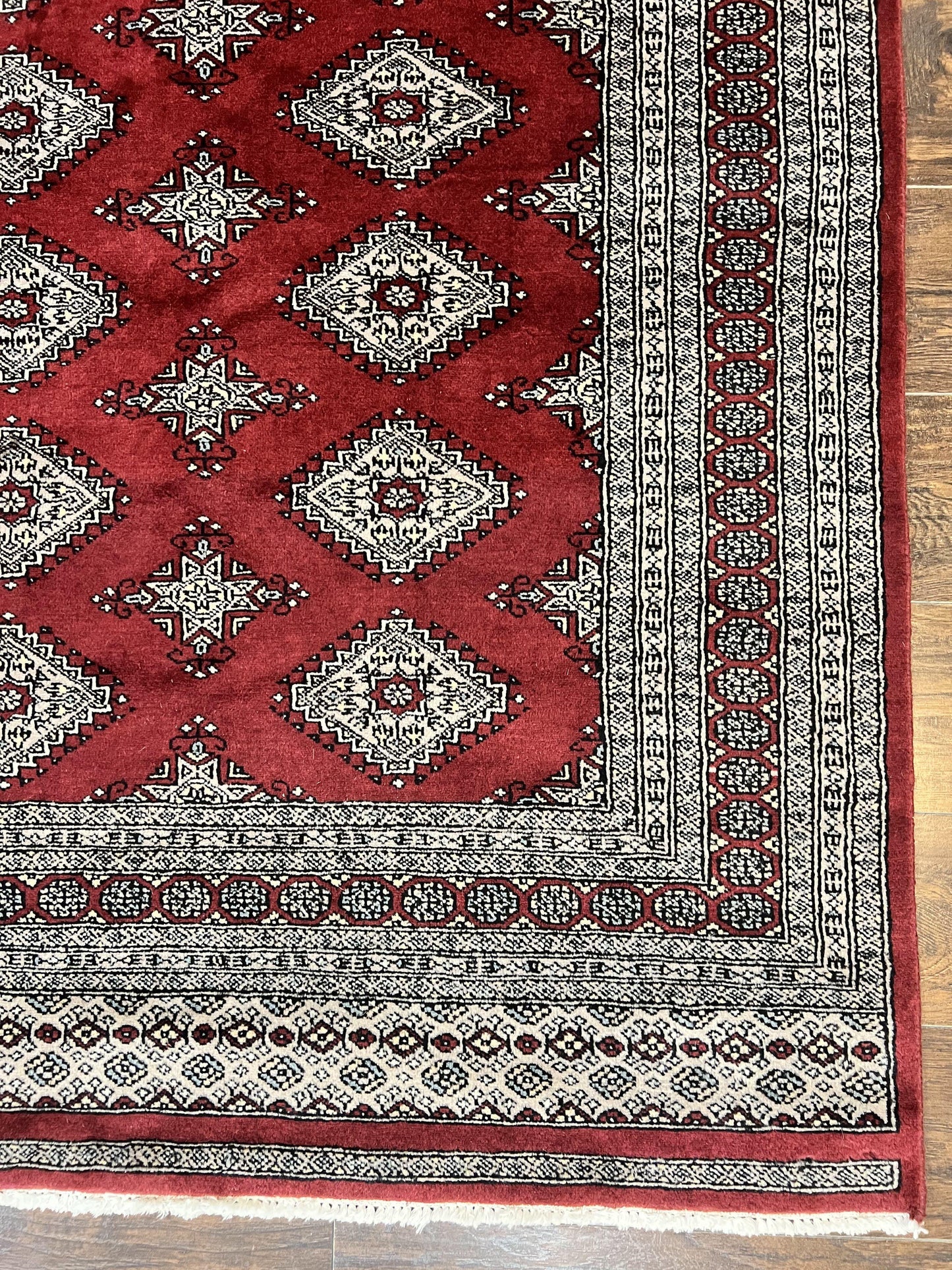 Pakistani Bokhara Rug 6x8, Fine Turkoman Carpet, Wool Handmade Vintage, Red, 6 x 8 Medium Sized Rug, Turkmen Rug - Nuvé