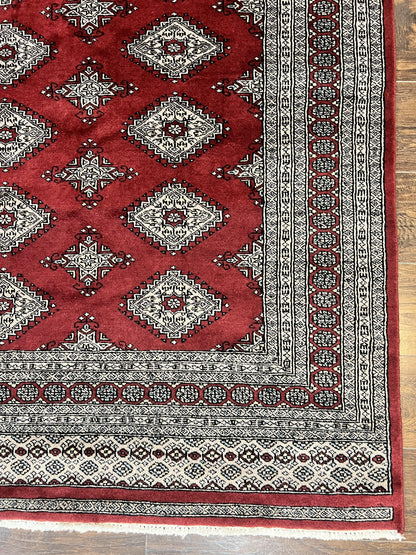 Pakistani Bokhara Rug 6x8, Fine Turkoman Carpet, Wool Handmade Vintage, Red, 6 x 8 Medium Sized Rug, Turkmen Rug - Nuvé