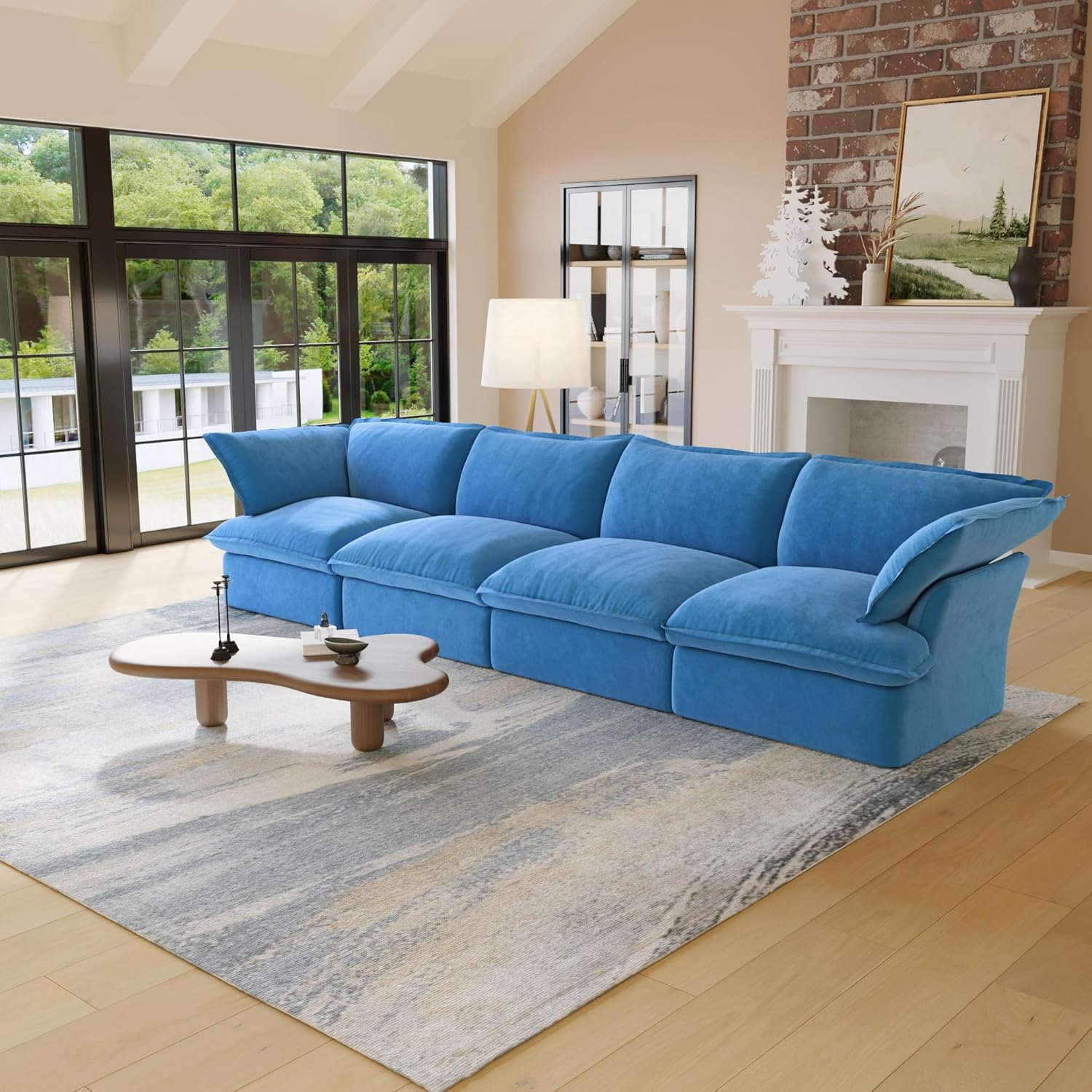 Sabi Modular Boucle Cloud Sofa - Blue - 4-Seater Sofa - Nuvé
