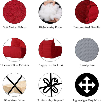 Muku Bouclé Chair - Red - 3 Seater - Nuvé