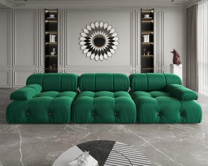 Nuvé® Takumi Velvet Modular Bouclé Cloud Sofa - Green - 3 Seater Sofa - Nuvé