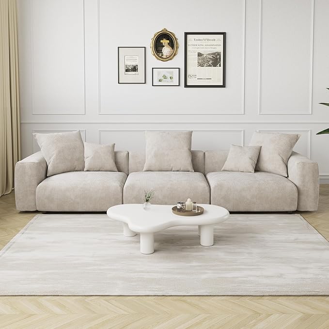 Kanso Corduroy Modular Bouclé Cloud Couch - Beige - 3-Seater Sofa - Nuvé
