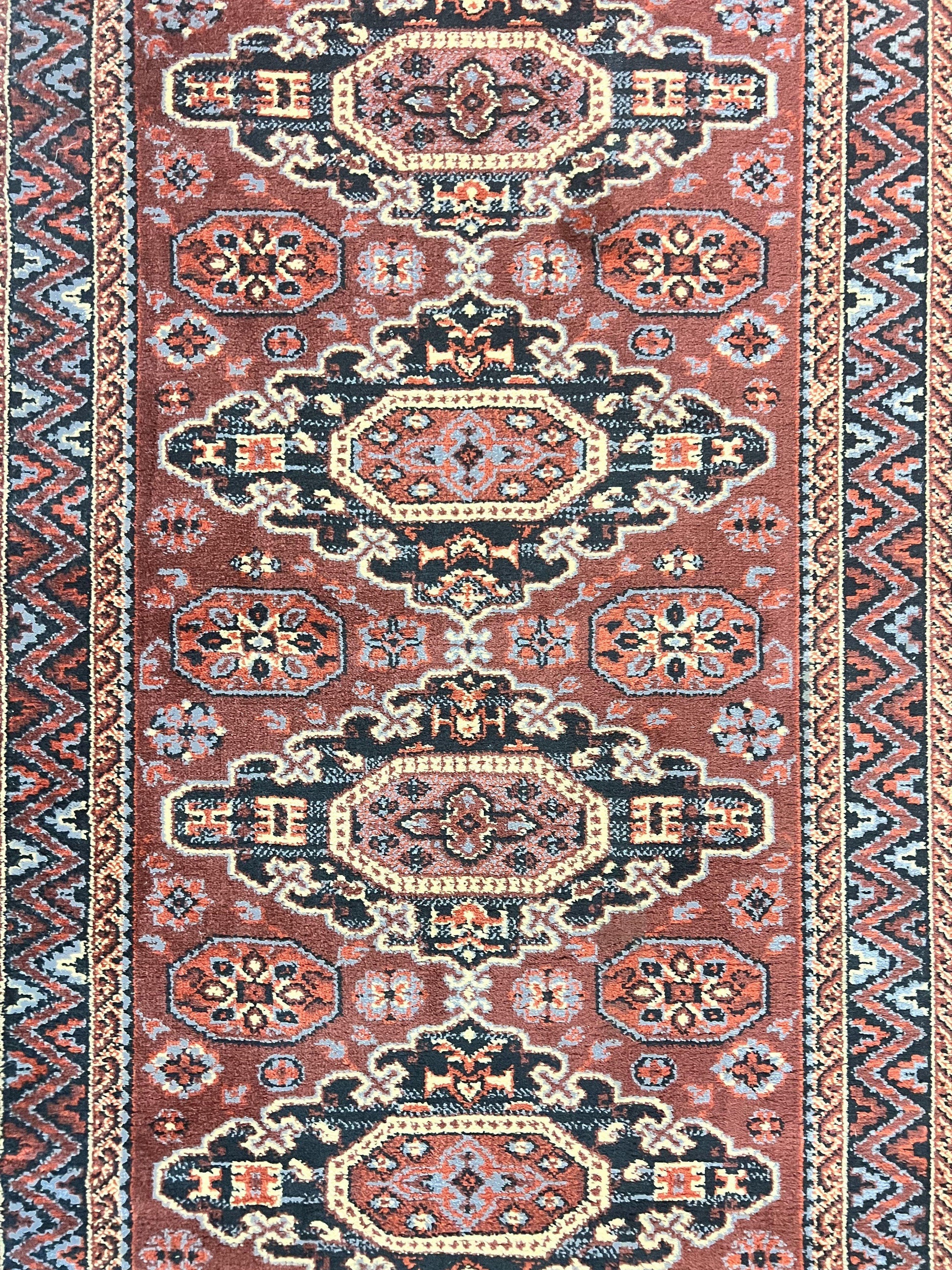 Belgium Power Loomed Runner Rug 2x9, Vintage Wool Rug for Hallway 2 x 9 ft, Red, Caucasian Persian Design, 9ft Runner - Nuvé