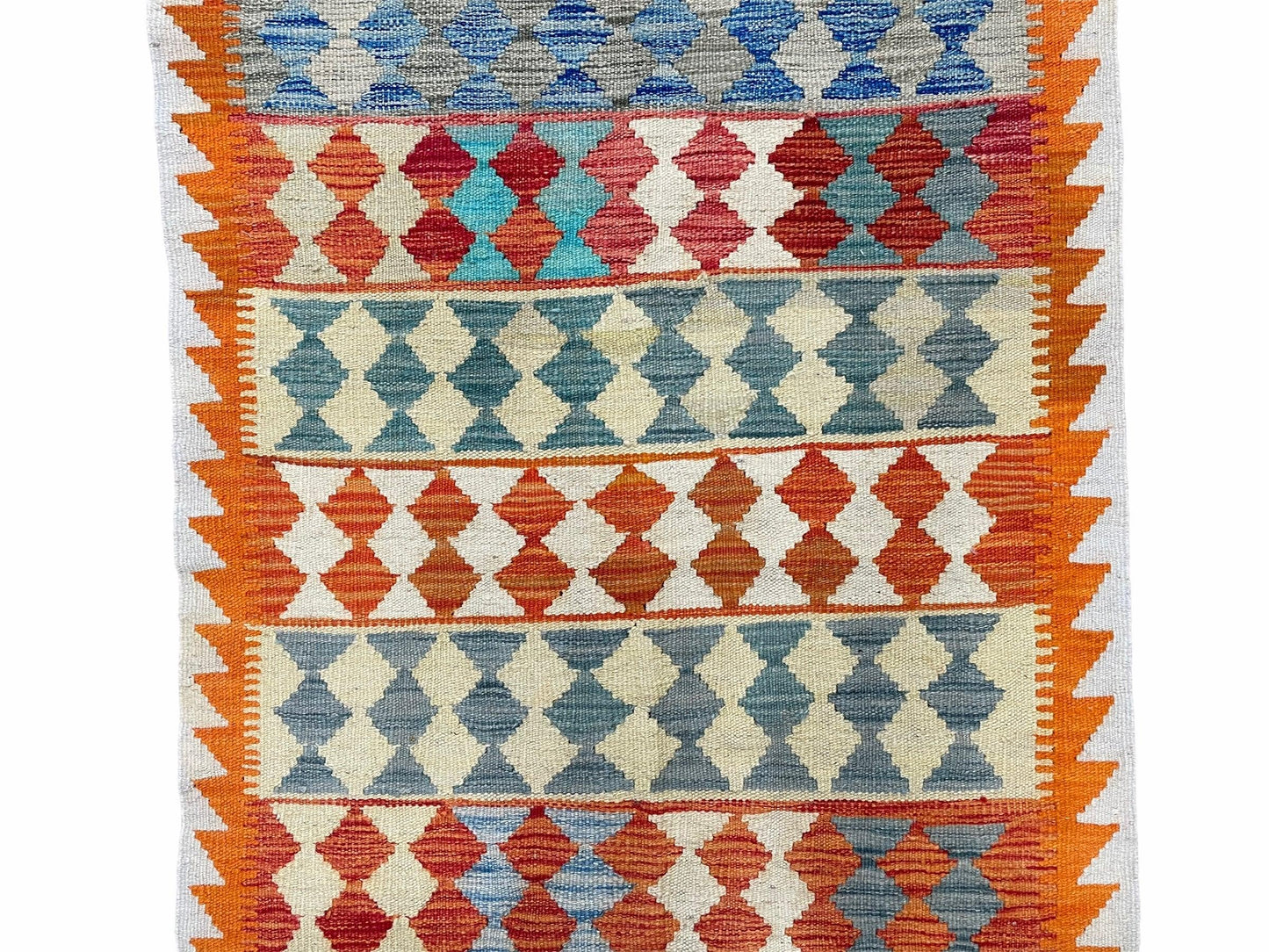 Small Chobi Kilim Rug 3x4 Colorful Diamond Kilim Small Turkish Multicolor Kilim with Diamond Pattern Wool Flatweave Nice - Nuvé