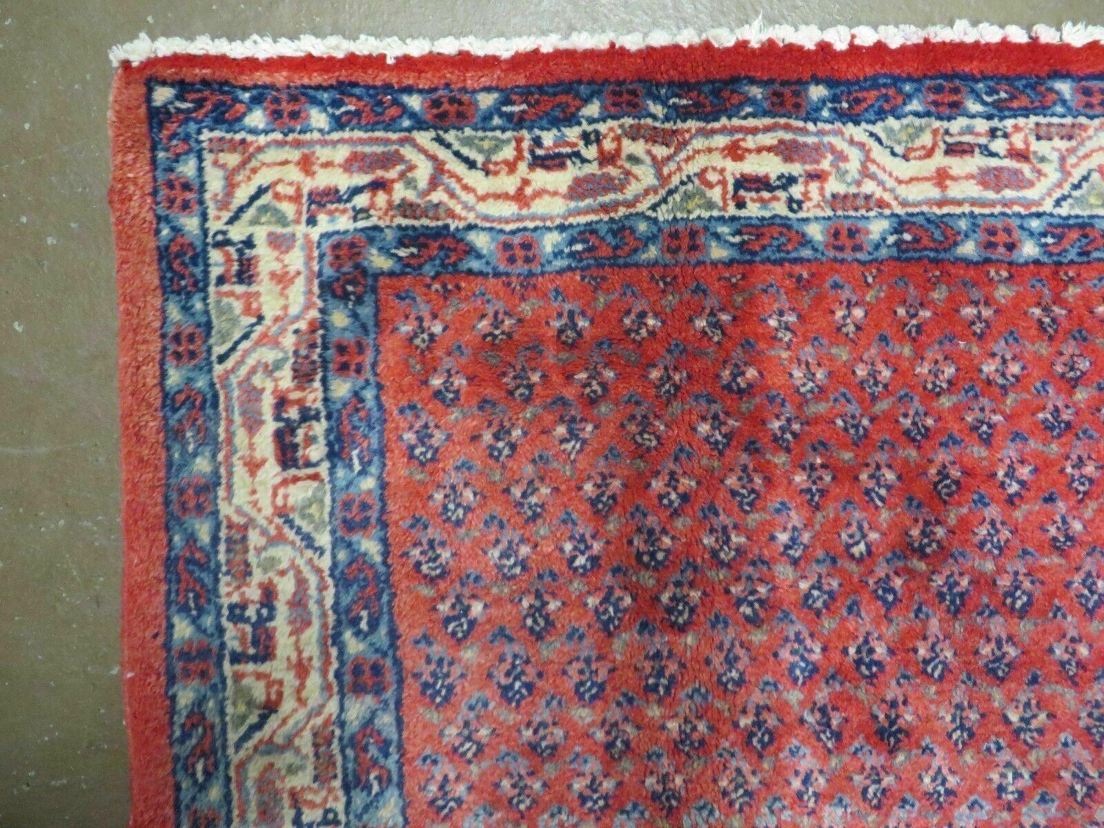 Antique Persian Seraband Runner 3.7 x 11 - Red, Wool, Mir Pattern - Nuvé