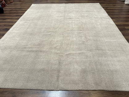 Tibetan Rug 8x10 Taupe Handmade Wool Modern Contemporary Carpet - Nuvé