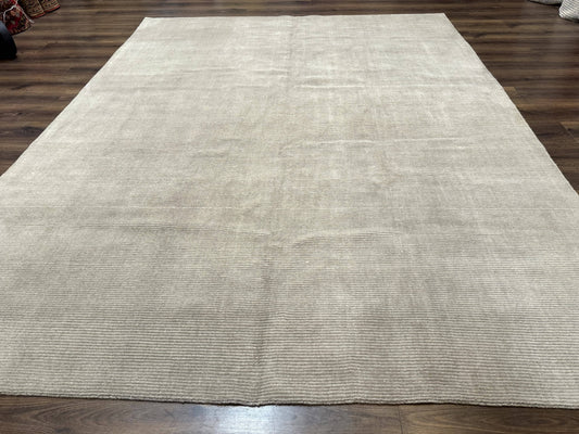 Tibetan Rug 8x10 Taupe Handmade Wool Modern Contemporary Carpet - Nuvé