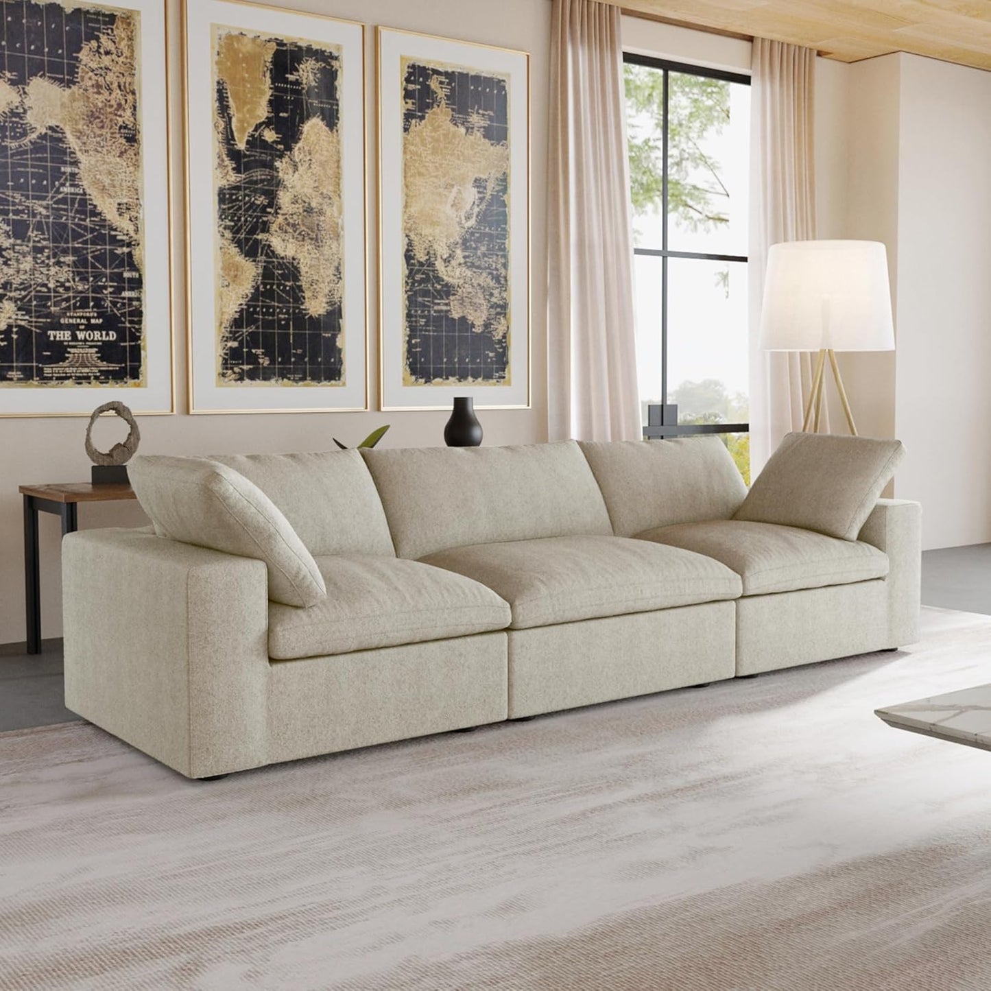 Nuvé® Solace Modular Bouclé Cloud Sofa - Khaki - 3-Seater Sofa - Nuvé