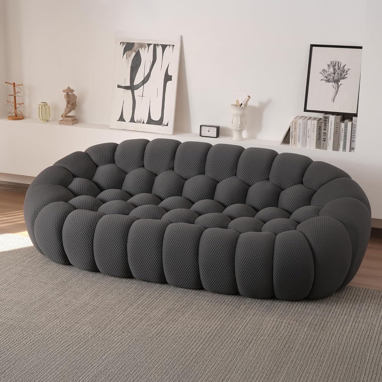 Nuvé® Mitsu Modular Bouclé Cloud Sofa - Dark Grey - 3-Seater Sofa - Nuvé