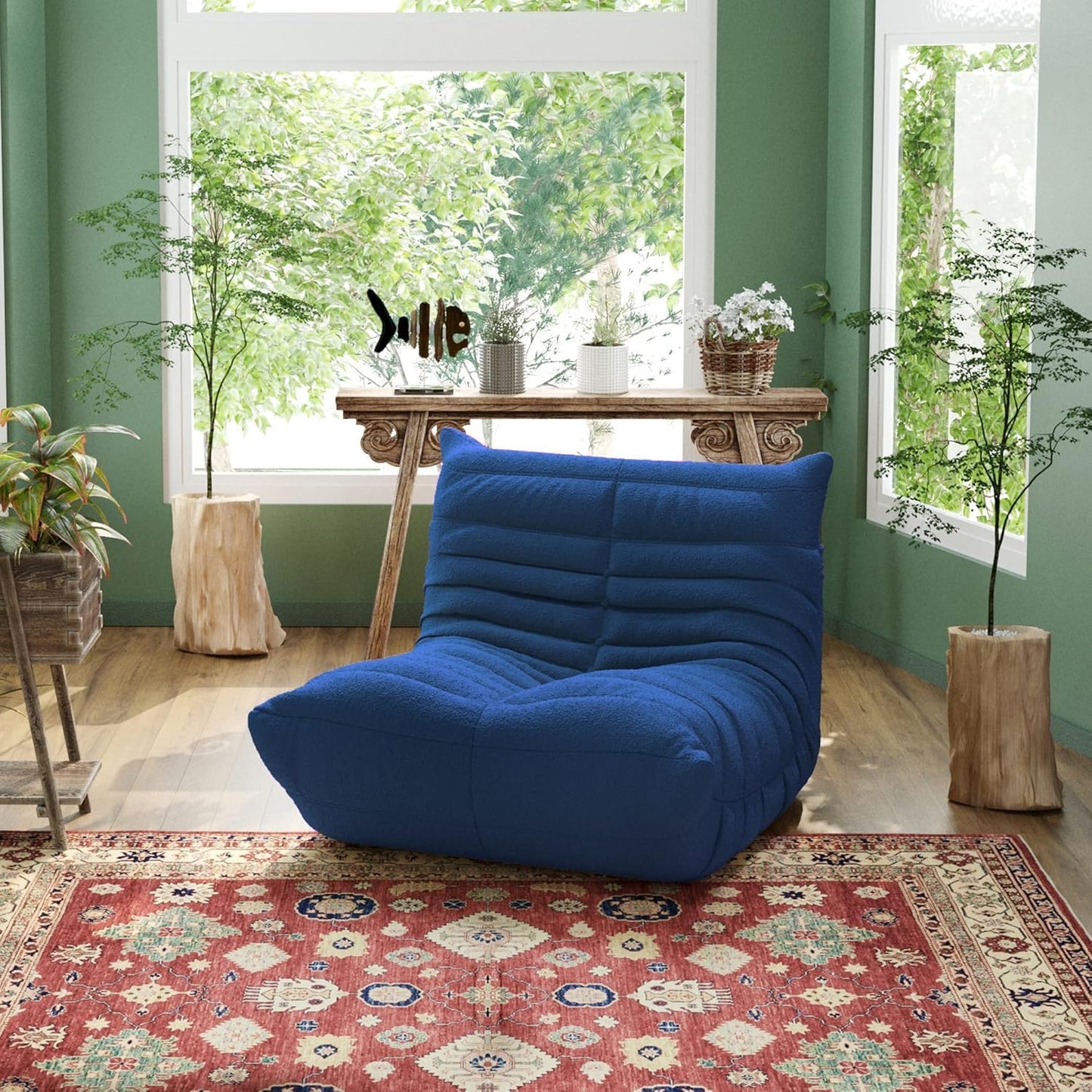 Muku Bouclé Chair - Blue - Single Seater - Nuvé